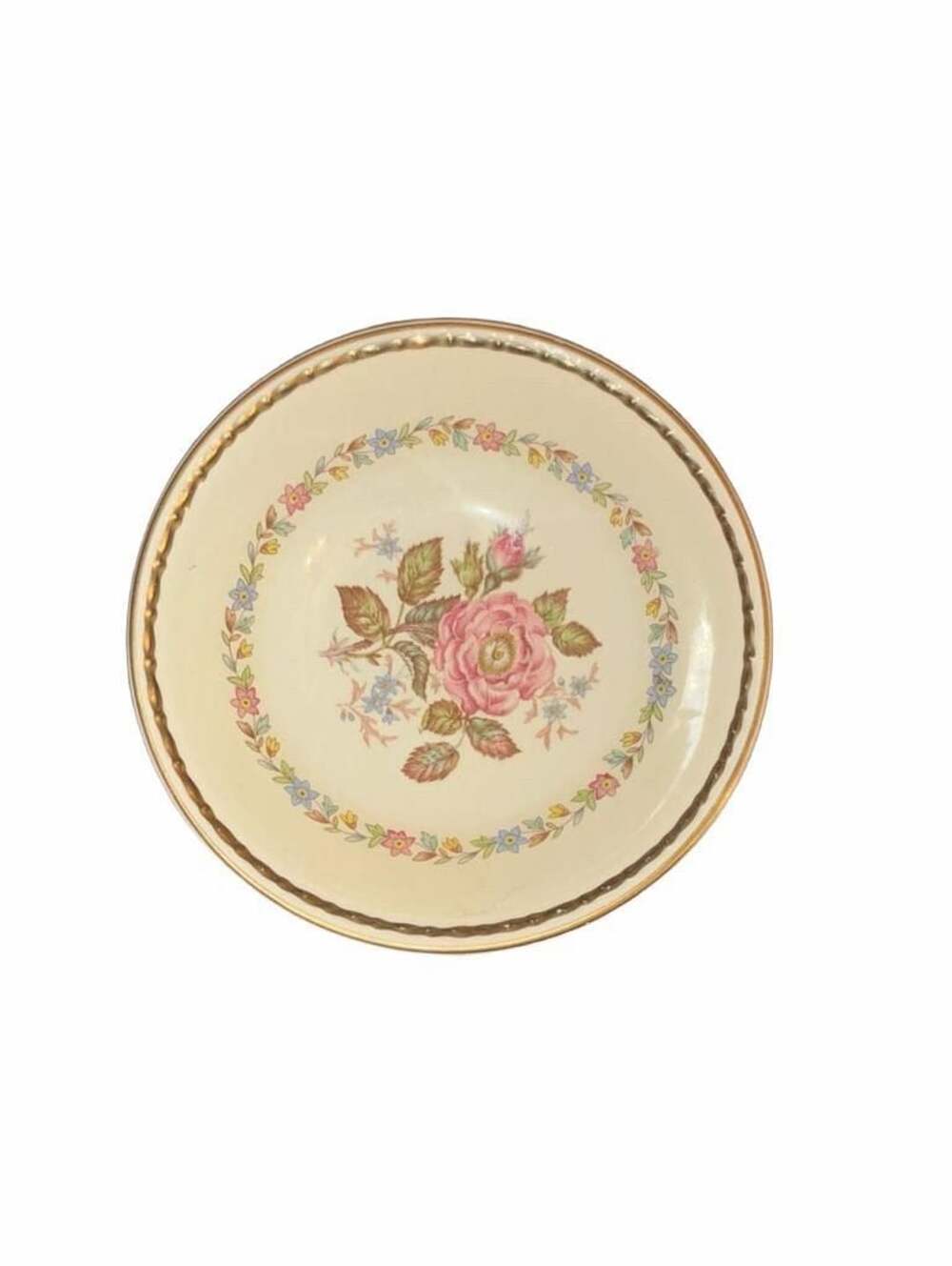 ANTIQUE Eggshell Georgian Open Rose Fruit Dessert Bowl